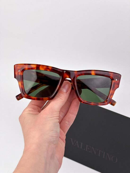 Valentino XXII VLS-106 X Square Sunglasses – Havana / Green (Unisex) main image 8